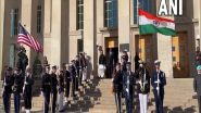 World News | India-US 2+ 2 Dialogue: Defence Minister Rajnath Singh Receives Guard of Honour at Pentagon