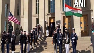 World News | India-US 2+ 2 Dialogue: Defence Minister Rajnath Singh Receives Guard of Honour at Pentagon