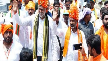 India News |  Union Minister Prahlad Patel Takes Part in Padyatra to 'end KCR's Corrupt Rule' in Telangana