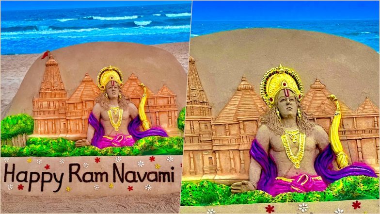 Ram Navami 2022 Sand Art by Sudarsan Pattnaik Is Beautiful, Check Out the 6-Ft Miniature of Ayodhya’s Ram Temple (View Pics)