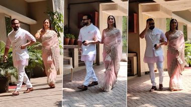 Ranbir Kapoor-Alia Bhatt Wedding: Kareena Kapoor Khan, Saif Ali Khan Twin in Pink Desi Wear (Watch Video)