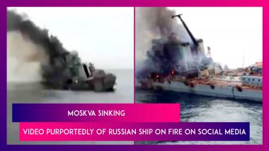 Moskva Sinking: Video Purportedly Of Russian Ship On Fire On Social Media
