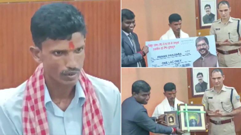 Jharkhand Cable-Car Mishap: CM Hemant Soren Honours Ropeway Accident Hero Pannalal With Rs 1 Lakh Cheque