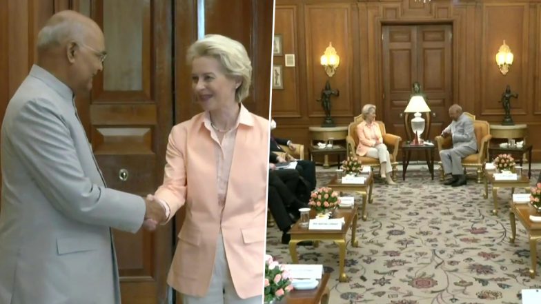 European Commission President Ursula Von Der Leyen Meets President Ram Nath Kovind in Delhi