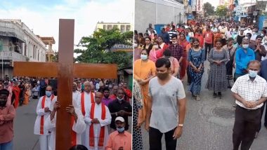 Good Friday 2022: Devotees in Puducherry Take Out Procession Depicting Last Hours of Jesus Christ (See Pics)