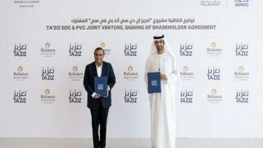 Business News | Reliance Industries and UAE-based TA'ZIZ Sign Agreement for Chemical Project