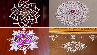 Happy Puthandu 2022 Greeting Rangoli Designs: Latest Muggulu Patterns, Tulasi Rangoli and Kolam Ideas To Decorate Your House for Tamil New Year (Watch Videos)