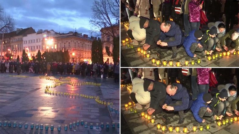 Residents of Lviv Light Candles To Honour Lives of Civilians Killed in Russia-Ukraine War (See Pictures)