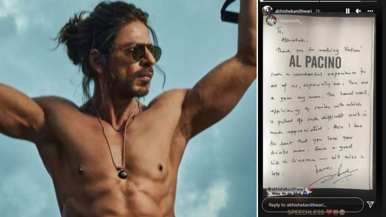 Pathaan: Shah Rukh Khan Pens Thank You Note for Film’s Crew Member, Picture of Letter Goes Viral!