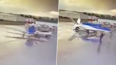 Tesla Car Using 'Smart Summon' Crashes Into a $3.5 Million Private Jet (Watch Video)