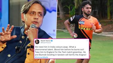 Shashi Tharoor Lauds Umran Malik, Calls for Him To Be Included in India’s Squad for the Test Against England