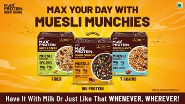 Business News | Max Protein Expands Range of Protein Snacking, to Keep You Going: Max Protein Muesli Munchies
