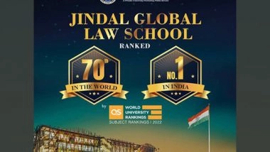 Business News | Jindal Global Law School Ranks 70th Globally, No.1 in India