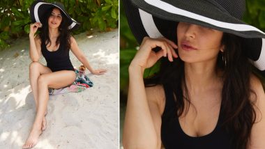Katrina Kaif Glows in Black Monokini Paired With a Hat as She Poses by the Beach (View Pics)