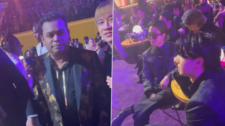 GRAMMYs 2022: AR Rahman Meets With BTS at 64th Annual GRAMMY Awards; Netizens Ask Him To Collab With the K-Pop Band (Watch Video)