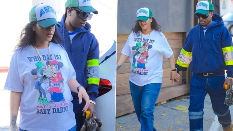 Pregnant Rihanna Spotted With Boyfriend A$AP Rocky in West Hollywood; Pop Singer Rocks a Cool ‘Baby Daddy’ T-Shirt in These Viral Pics!