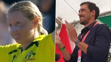 ICC Women’s World Cup 2022: Mitchell Starc Cheers for Wife Alyssa Healy After She Scores Century in Final vs England (Watch Video)