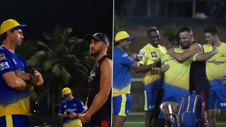 Faf du Plessis Meets MS Dhoni And Other Chennai Super Kings Players Ahead Of CSK vs RCB Clash in IPL 2022