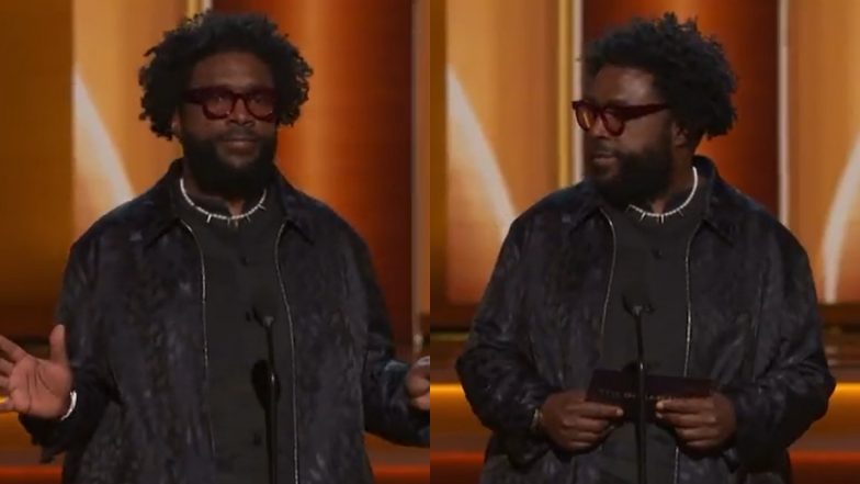 GRAMMYs 2022: Questlove Jokes About Will Smith-Chris Rock Slapgate at 94th Academy Awards While Presenting Song of the Year Award (Watch Video)