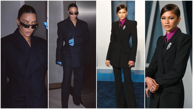 Fashion Faceoff: Zendaya or Kim Kardashian - Whose All-Black Pantsuit ...