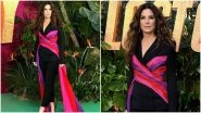 Sandra Bullock Sets the Fashion Ball Rolling With her Black and Pink Suit By Carolina Herrera