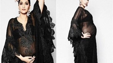 Entertainment News | Sonam Kapoor Flaunts Her Baby Bump in Stunning See-through Black Kaftan