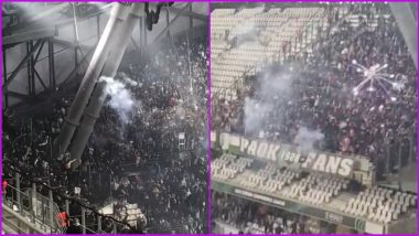 PAOK and Marseille Fans Engage in Fireworks 'Attack' Ahead of the UEFA Europa Conference League Match (Watch Viral Video)