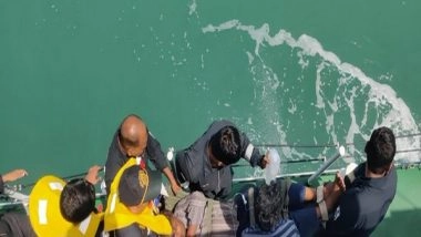 India News | Indian Coast Guard Responds to Medical Emergency On-board Fishing Boat 50 Nautical Miles off Gujarat Coast