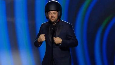 GRAMMYs 2022: Nate Bargatze Wears Helmet Onstage After Will Smith-Chris Rock Slapgate at 94th Oscars (Watch Video)