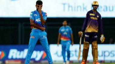 DC vs KKR, IPL 2022: Delhi Capitals fast bowler Chetan Sakariya Comes Up with 'Dragon Ball Z' Celebration After Dismissing Aaron Finch