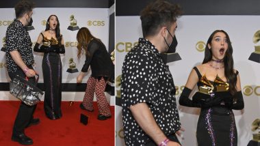 GRAMMYs 2022: Olivia Rodrigo Breaks One of Her Trophies on the Red Carpet at 64th Annual GRAMMY Awards