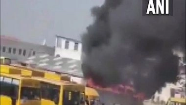India News | J-K: Private School Bus Catches Fire in Jammu
