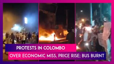 Protests In Colombo Over Economic Miss, Price Rise; Bus Burnt