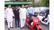 Business News | Bounce CEO and COO Meet Transport Minister Shri. Nitin Gadkari and MP Tejaswi Surya; Showcase Infinity E1 and Infinity Battery Swapping Station