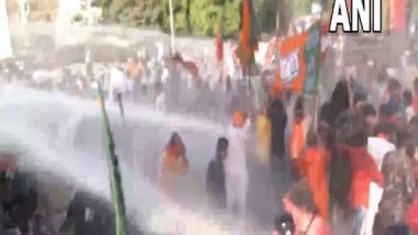 West Bengal Police Uses Water Cannon To Disperse Protestors During BJP Rally in Kolkata, Several Injured (Watch Video)