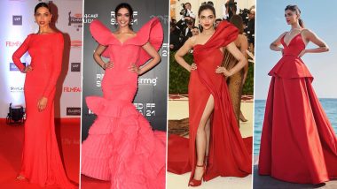 From Cannes to Met Gala, 5 Times When Deepika Padukone Picked Ravishing 'Red' Attires for the Red Carpet (View Pics)