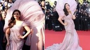 &nbsp;Cannes 2022:&nbsp;Aishwarya Rai Cuts A Dash in Sparkling Pale Pink Gown By Ace Indian Couturier Gaurav Gupta For Day 3 of 75th Cannes Film Festival (View Pics)