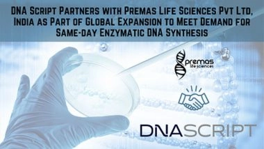 Business News | DNA Script Partners with Premas Life Sciences Pvt. Ltd., India as Part of Global Expansion to Meet Demand for Same-day Enzymatic DNA Synthesis
