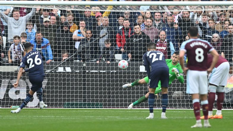 West Ham 2-2 Manchester City, EPL 2021-22: Riyad Mahrez Misses Penalty But The Citizens Keep Edge In Title Race (Watch Goal Video Highlights)