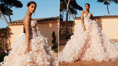 Cannes 2022: Pooja Hegde Looks Gorgeous in Feather Gown As She Makes Her Red Carpet Debut at the 75th Film Festival (View Pics and Videos)