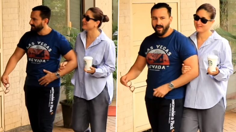 Kareena Kapoor Khan and Saif Ali Khan Paint the Town Red As They Step Out for Coffee in a Casual Avatar (Watch Video)