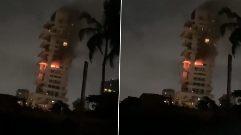 Mumbai: Fire Breaks Out on 14th Floor of Bandra Bandstand High-Rise, Rescue Operations Underway; Watch Video