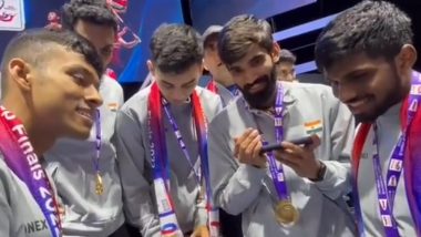 India Wins Thomas Cup 2022: PM Narendra Modi Interacts With Badminton Stars Over Phone Call Following Historic Victory (Watch Video)