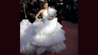 Cannes 2022: Urvashi Rautela Looks Gorgeous in This White Gown as She Walks the Red Carpet with Smile (View Pics)