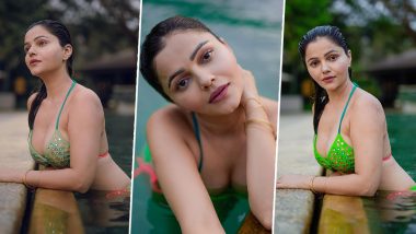Rubina Dilaik Looks Stunning in a Green Tiny Bikini As She Enjoys Pool Time! (View Pics)