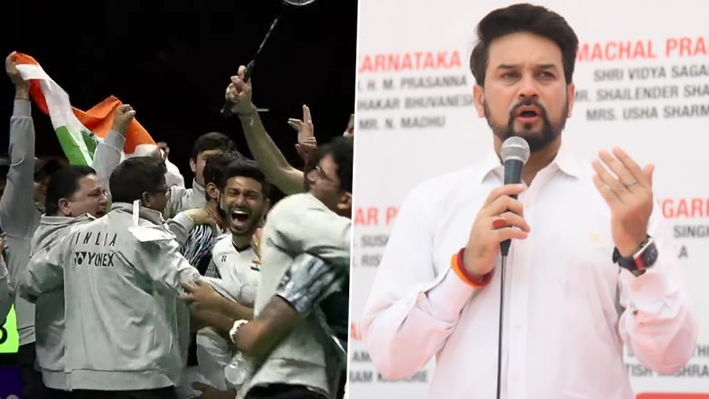 India Win Thomas Cup 2022: Sports Minister Anurag Thakur Announces Rs 1 Crore Cash Reward for Indian Badminton Team