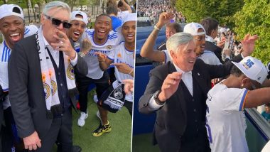 Carlo Ancelotti Smokes Cigar, Dances As Real Madrid Celebrate 35th La Liga Title (See Pics and Video)