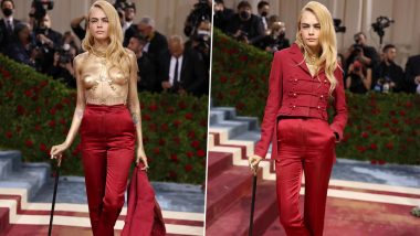 Met Gala 2022: Cara Delevingne Shocks Everyone By Ripping Off Her Jacket And Posing Topless On The Red Carpet (View Pics & Videos)