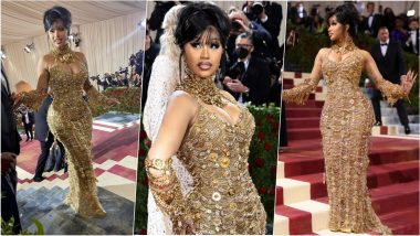 Cardi B Met Gala 2022 Look: American Rapper Shines in All-Gold Dress Red Carpet, View Pics