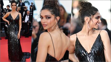 Sultry Deepika Padukone Shimmers in Feather-like Black Gown on Day 6 of Cannes 2022